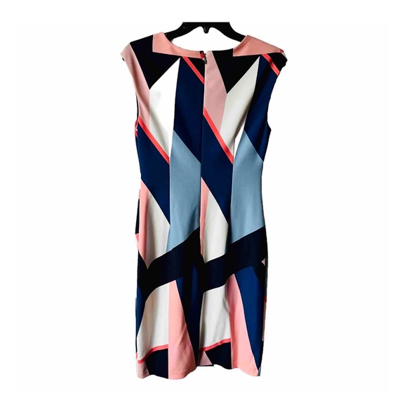 Vince Camuto Color Block Printed Sheath Scuba Dress SIze 6 - Picture 3 of 4